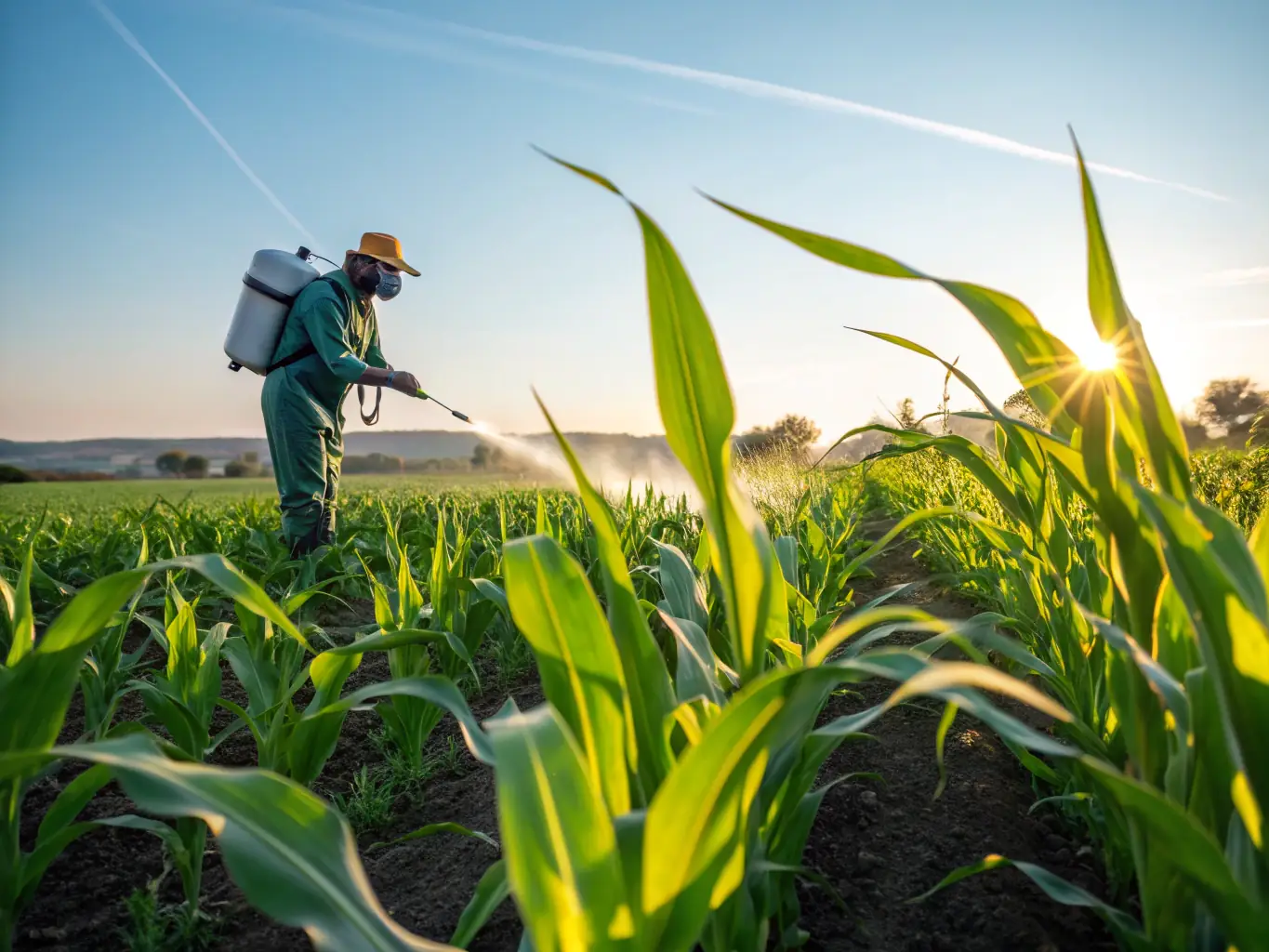 A field with crops being protected by eco-friendly pest control methods, showcasing responsible pest control by ASSOCIATION COMMUNALE DE CHASSE AGREEE DE ST-PAUL-DE-SALERS.